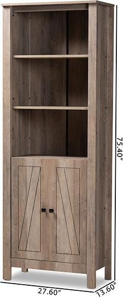 Wholesale Interiors Bookcases & Display Units - Derek Modern and Contemporary Transitional Rustic Oak Finished Wood 2-Door Bookcase