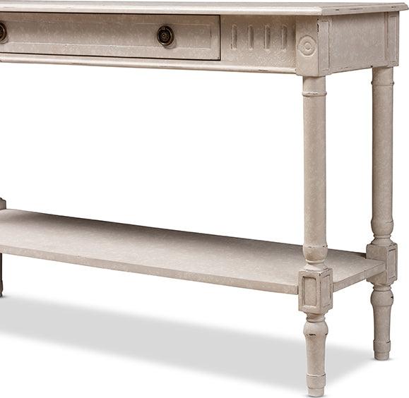 Wholesale Interiors Consoles - Ariella Country Cottage Farmhouse Whitewashed 1-Drawer Console Table