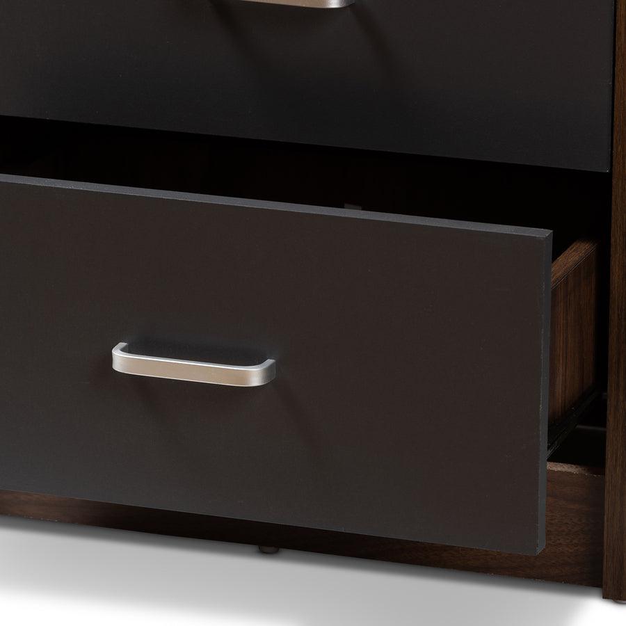 Wholesale Interiors Nightstands & Side Tables - Hansel Modern and Contemporary 2-Drawer Dark Brown and Dark Gray Finished Nightstand