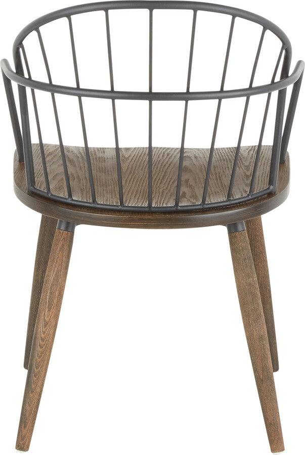 Lumisource Accent Chairs - Riley Industrial Chair in Dark Walnut Wood and Black Metal