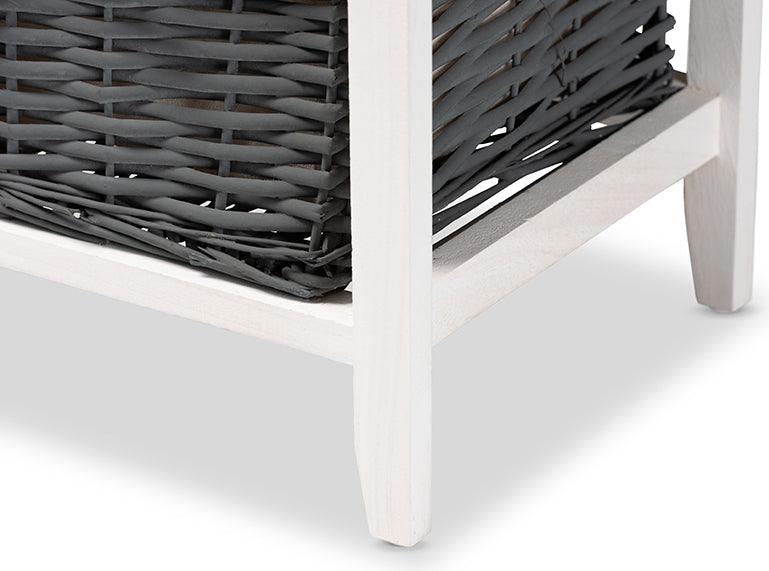 Wholesale Interiors Bedroom Organization - Shadell Transitional Two-Tone Grey and White Wood 1-Drawer Storage Unit with Basket