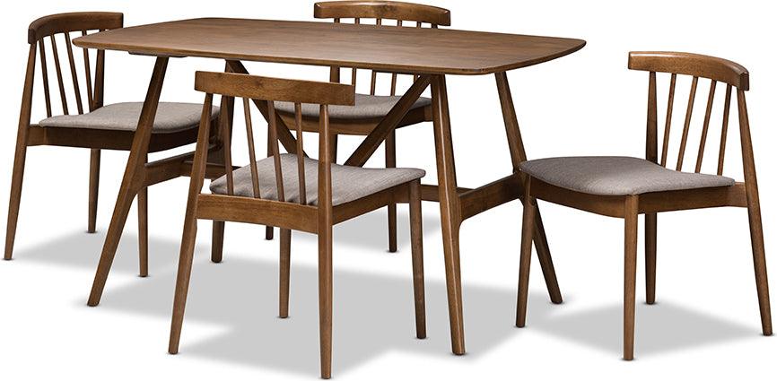 Wholesale Interiors Dining Sets - Wyatt Mid-Century Modern Walnut Wood 5-Piece Dining Set