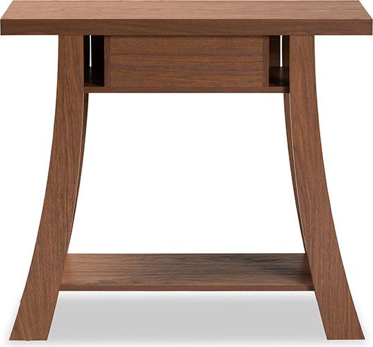 Wholesale Interiors Consoles - Herman Modern and Contemporary Walnut Brown Finished Wood 1-Drawer Console Table