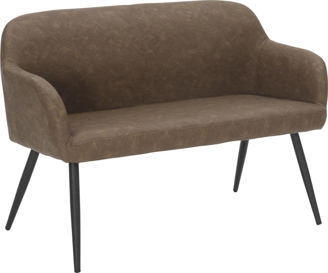 Lumisource Benches - Daniella Industrial High Back Bench In Black Metal & Espresso Faux Leather