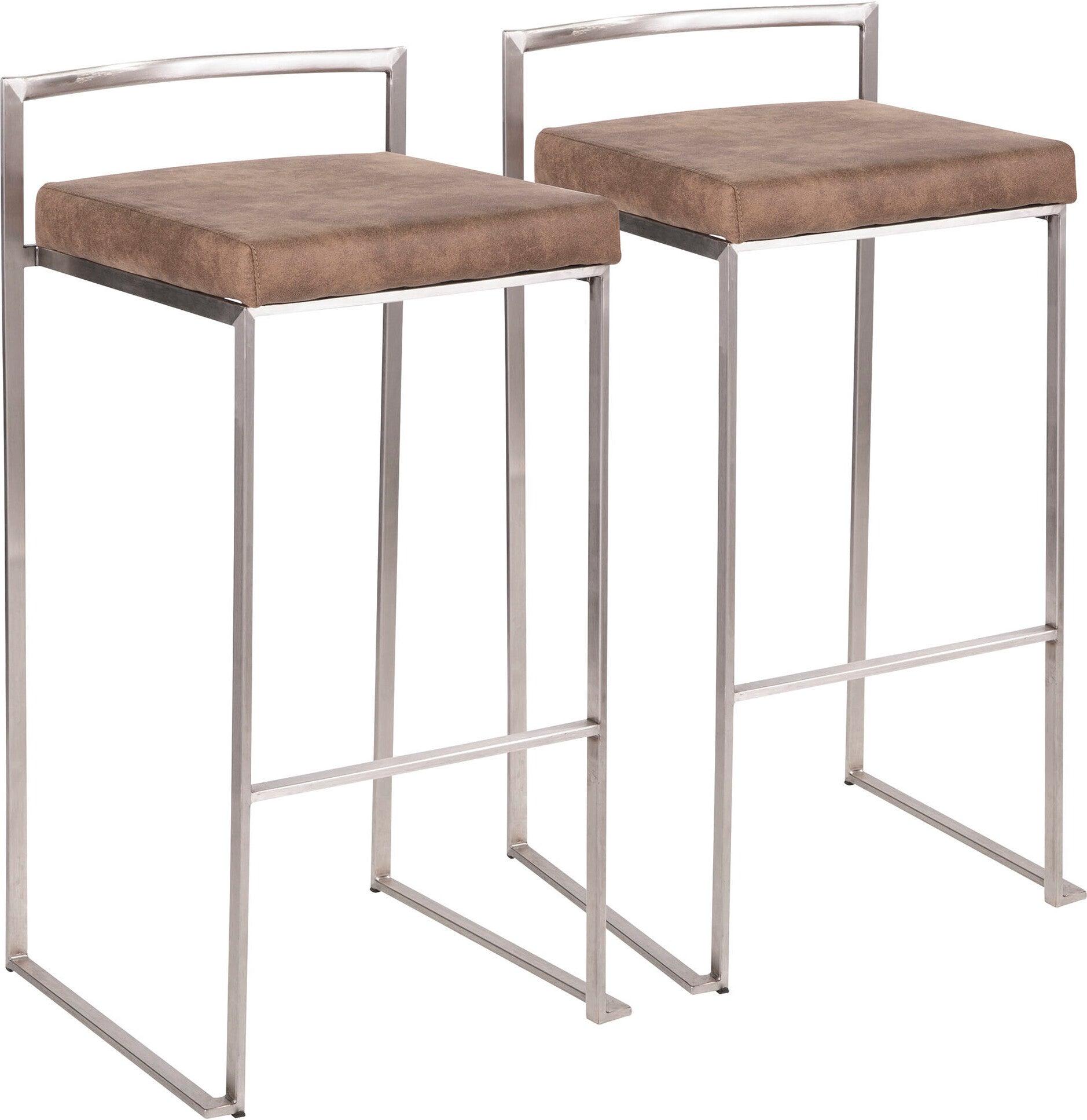 Lumisource Barstools - Fuji Stacker Barstool & Brown Cowboy (Set of 2)