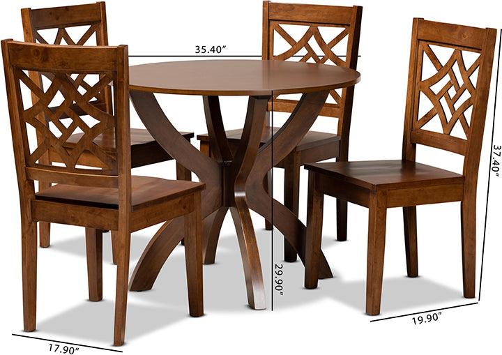 Wholesale Interiors Dining Sets - Anila Walnut Brown Finished Wood 5-Piece Dining Set