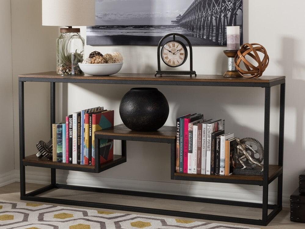 Wholesale Interiors Consoles - Doreen Console Table Distressed Ash & Black