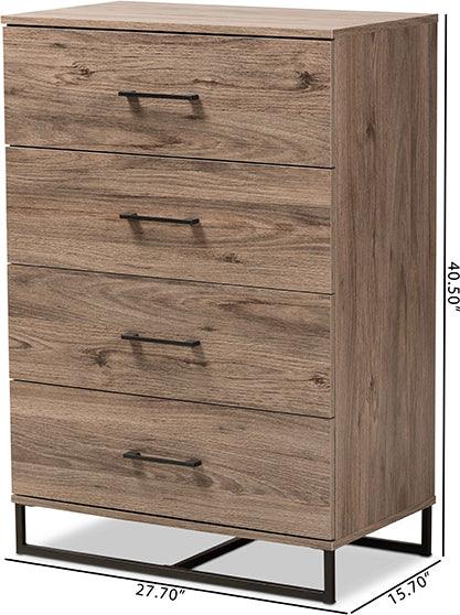 Wholesale Interiors Chest of Drawers - Daxton Modern and Contemporary Rustic Oak Finished Wood 4-Drawer Storage Chest