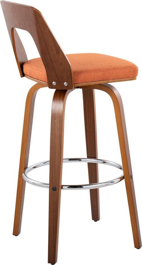 Lumisource Barstools - Trilogy Barstool In Walnut & Orange Fabric (Set of 2)