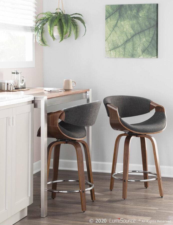 Lumisource Bar Tables - Fuji Contemporary Counter Table in Brushed Stainless Steel and Walnut Wood