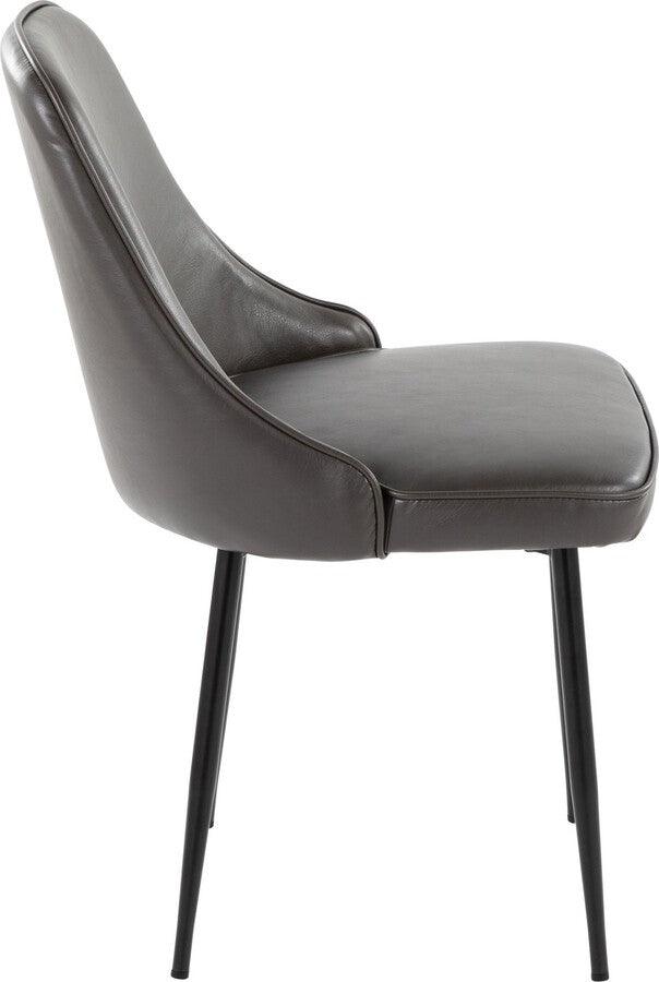 Lumisource Dining Chairs - Marcel Contemporary Dining Chair With Black Frame & Grey Faux Leather (Set of 2)