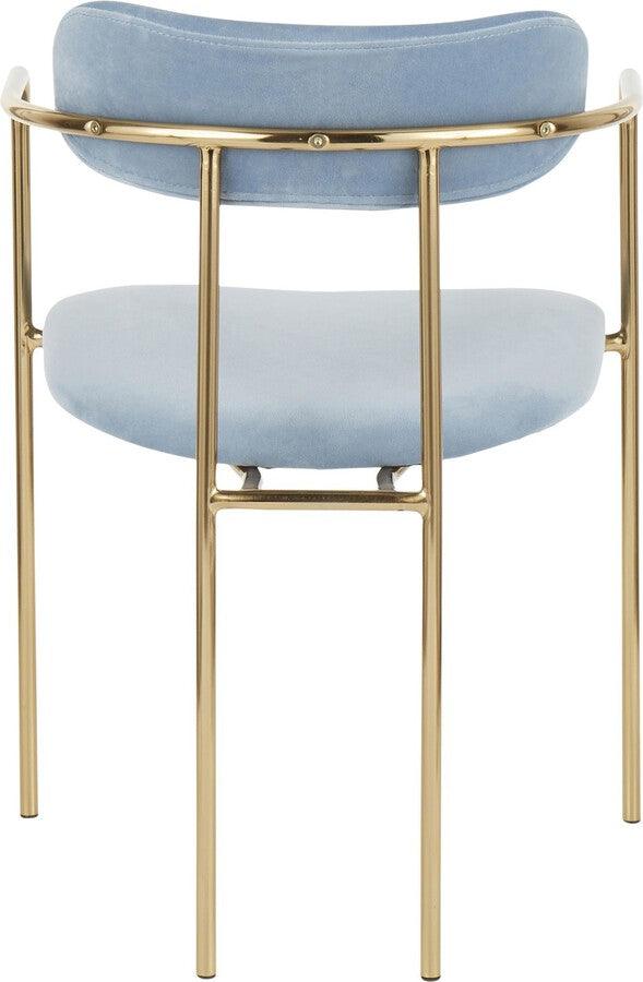 Lumisource Dining Chairs - Demi Contemporary Chair in Gold Metal and Light Blue Velvet - Set of 2