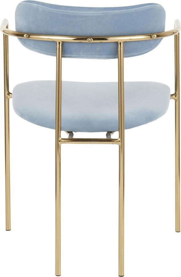 Lumisource Dining Chairs - Demi Contemporary Chair in Gold Metal and Light Blue Velvet - Set of 2