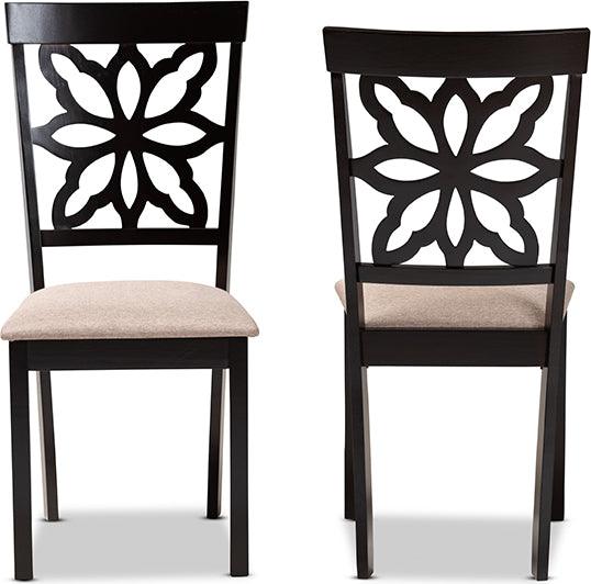 Wholesale Interiors Dining Chairs - Samwell Sand Fabric Upholstered and Dark Brown Finished Wood 2-Piece Dining Chair Set
