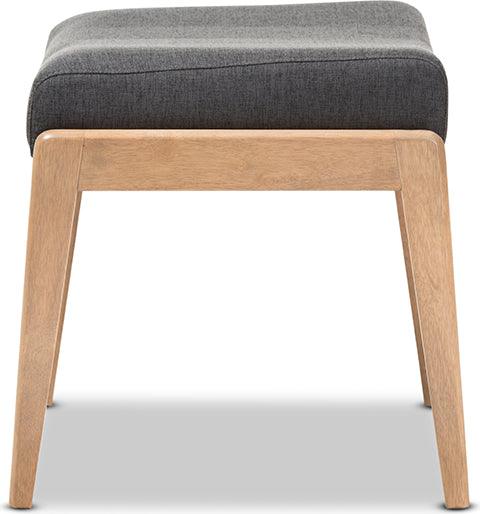 Wholesale Interiors Ottomans & Stools - Wera Mid-Century Retro Modern Dark Grey Fabric Ottoman