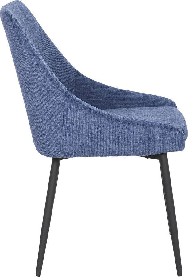 Lumisource Dining Chairs - Diana Contemporary Chair in Black Metal and Blue Corduroy Fabric - Set of 2
