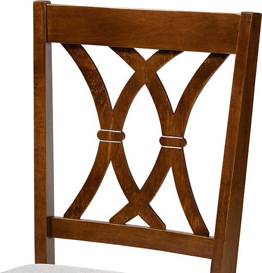 Wholesale Interiors Dining Chairs - Augustine Grey Fabric Upholstered And Walnut Brown Finished Wood 2-Piece Dining Chair Set Set