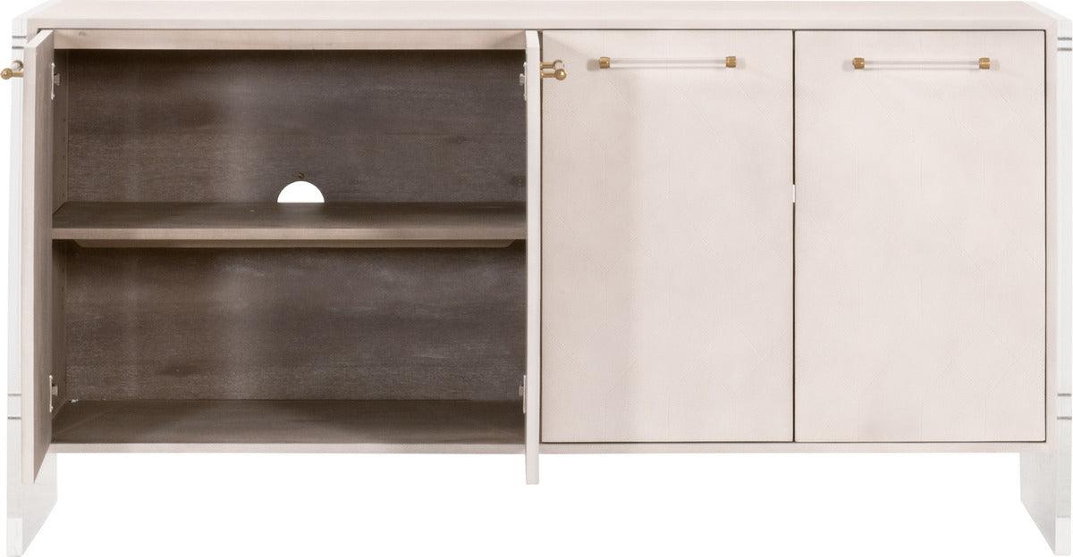 Essentials For Living TV & Media Units - Sonia Shagreen Media Sideboard White Shagreen, Lucite, Brushed Brass