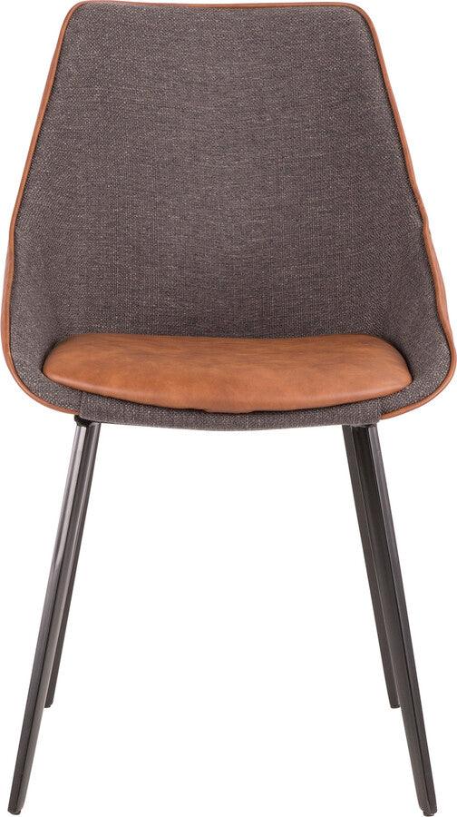 Lumisource Dining Chairs - Marche Contemporary Two-Tone Chair in Brown Faux Leather & Grey Fabric - Set of 2