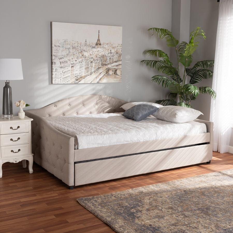 Wholesale Interiors Daybeds - Becker Beige Queen Size Daybed with Trundle
