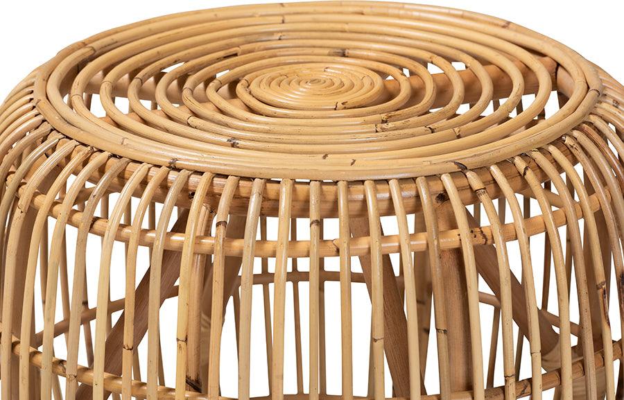 Wholesale Interiors Side & End Tables - Maverick Modern Bohemian Natural Brown Rattan End table