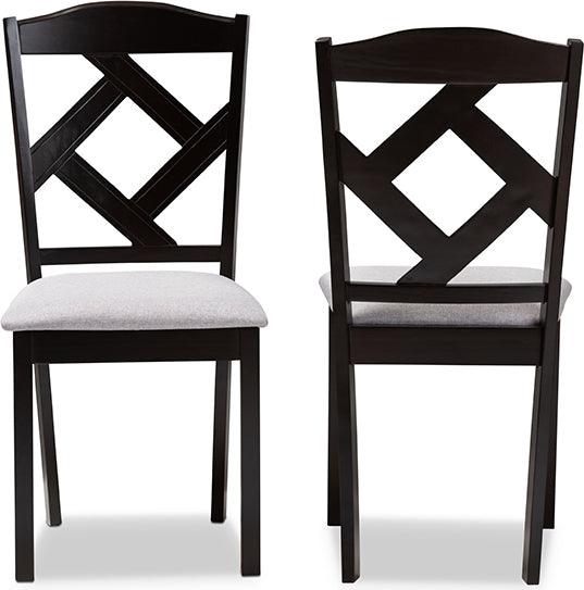 Wholesale Interiors Dining Chairs - Ruth Contemporary Grey Fabric Upholstered and Brown Finished Dining Chair Set of 2