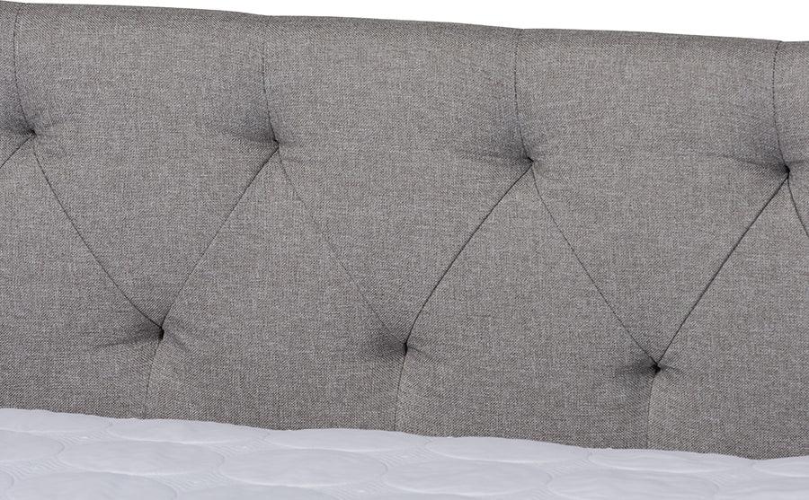 Wholesale Interiors Daybeds - Haylie Light Grey Fabric Upholstered Full Size Daybed With Roll-Out Trundle Bed