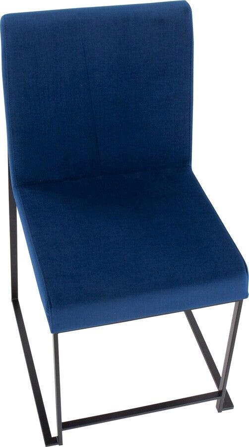 Lumisource Dining Chairs - High Back Fuji Contemporary Dining Chair In Black Steel & Blue Velvet (Set of 2)
