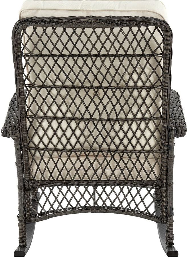 Manhattan Comfort Outdoor Chairs - Fruttuo Patio Rocking Chair with Cream Cushions