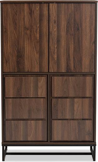 Wholesale Interiors Buffets & Cabinets - Neil Walnut Brown Finished Wood and Black Finished Metal Multipurpose Storage Cabinet