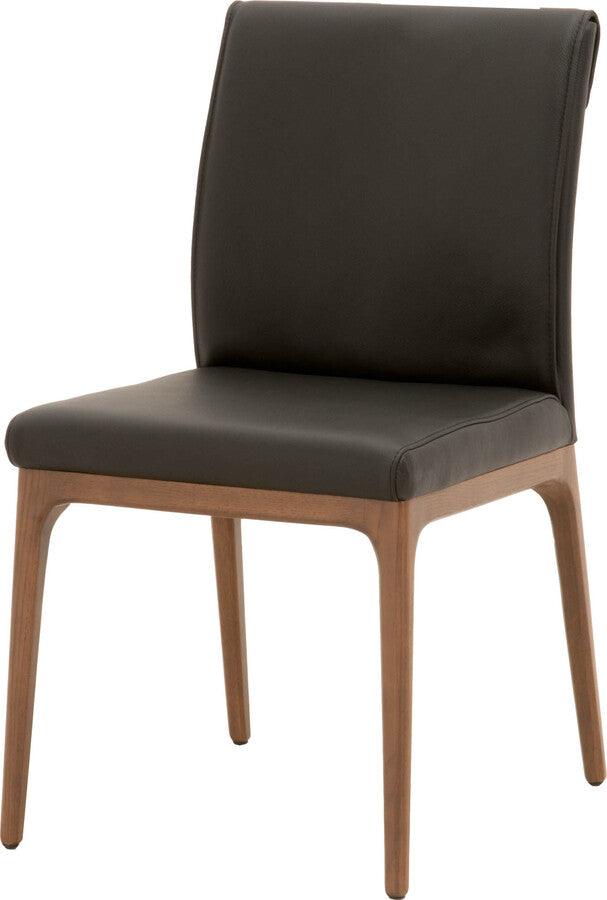 Essentials For Living Dining Chairs - Alex Dining Chair, Set of 2 Sable Top Grain Leather, Walnut
