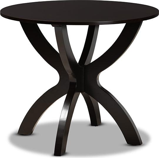 Wholesale Interiors Dining Sets - Quinlan Sand Fabric Upholstered and Dark Brown Finished Wood 5-Piece Dining Set