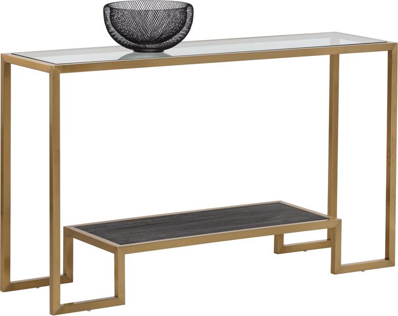 SUNPAN Consoles - Carver Console Table Gold Wood | Glass