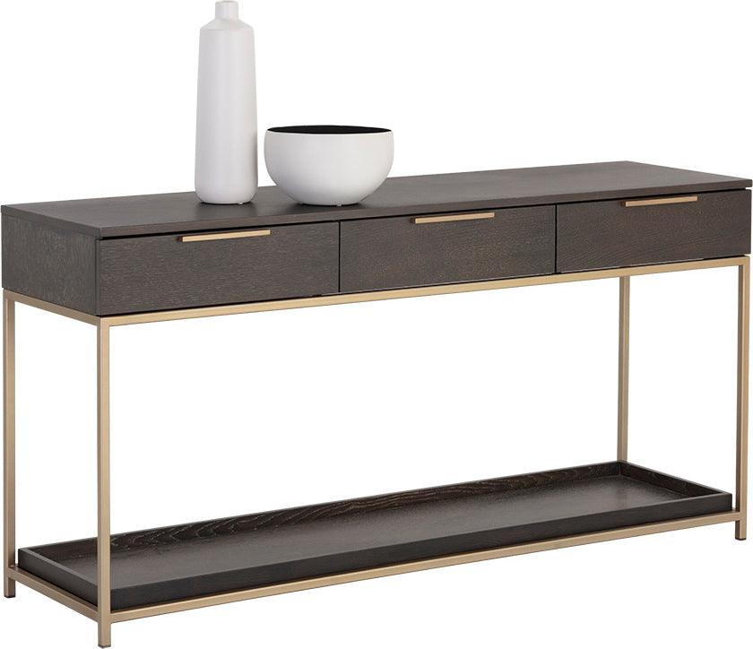 SUNPAN Consoles - Rebel Console Table With Drawers - Gold - Charcoal Grey