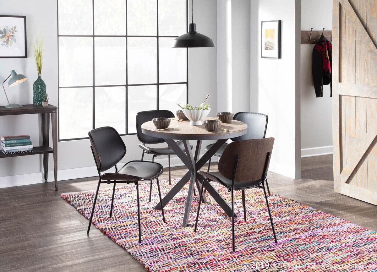 Lumisource Dining Tables - X Pedestal Industrial Dinette Table with Grey Metal and Medium Brown Bamboo