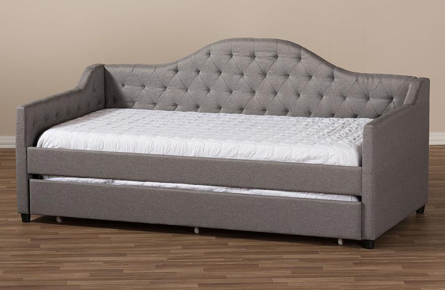 Wholesale Interiors Daybeds - Perry Modern and Contemporary Light Grey Fabric Daybed with Trundle