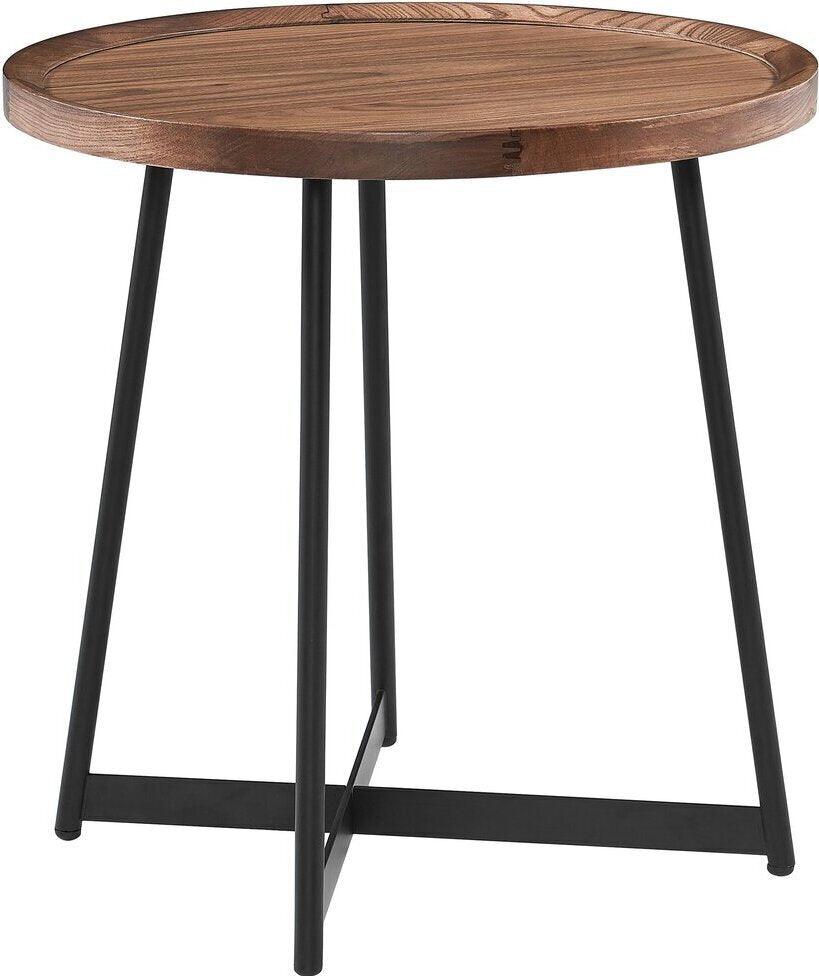 Euro Style Side & End Tables - Niklaus 22" Round Side Table Walnut & Black