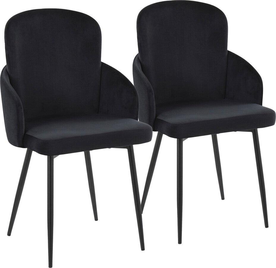 Lumisource Dining Chairs - Dahlia Contemporary Dining Chair In Black Metal & Black Velvet With Gold Accent (Set of 2)