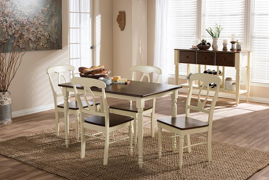 Wholesale Interiors Dining Sets - Napoleon Buttermilk & "Cherry" Brown Finishing Wood 5-Piece Dining Set