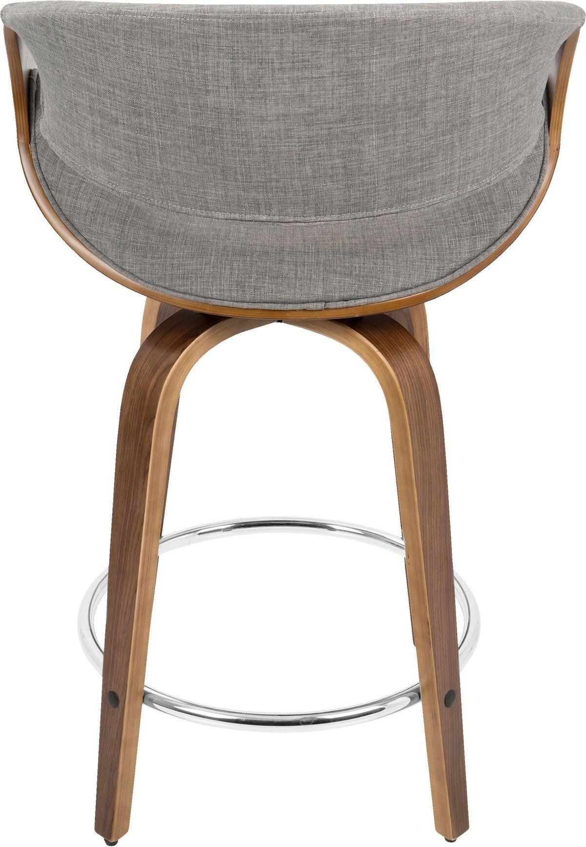 Lumisource Barstools - Curvini 24'' Counter Stool Walnut & Light Gray (Set of 2)