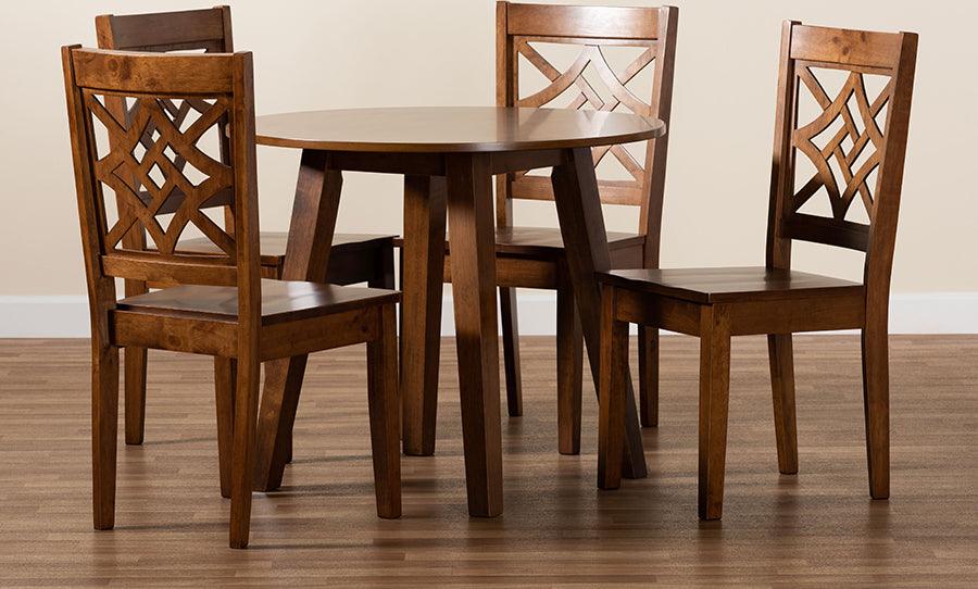 Wholesale Interiors Dining Sets - Rava Walnut Brown Finished Wood 5-Piece Dining Set