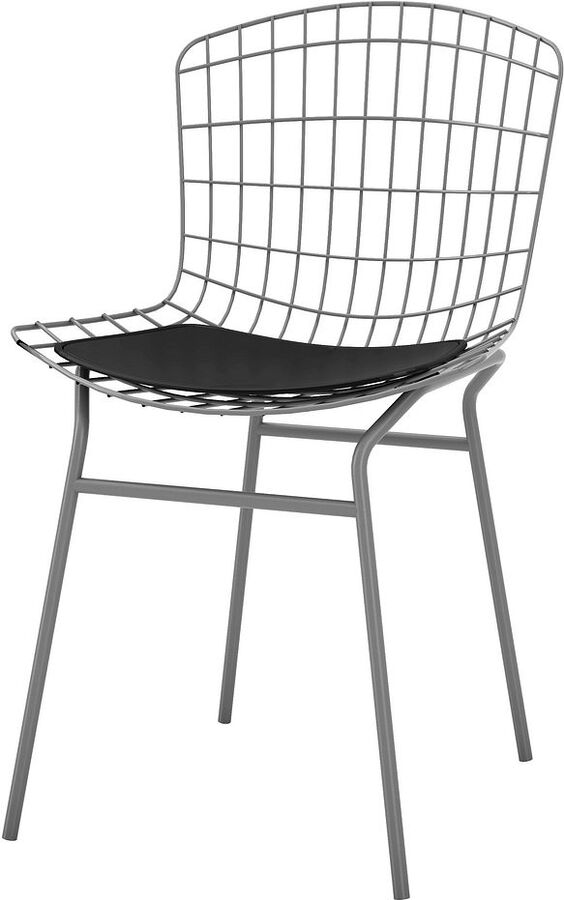 Manhattan Comfort Dining Chairs - Madeline Chair with Seat Cushion in Charcoal Grey and Black