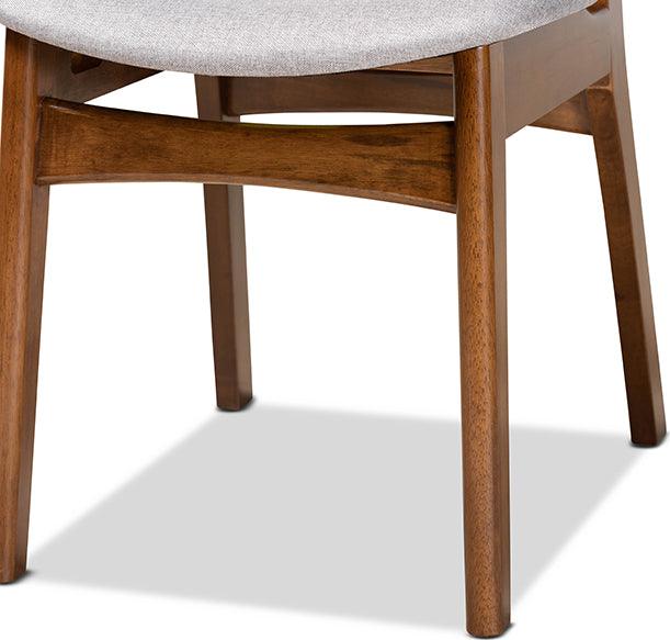 Wholesale Interiors Dining Chairs - Katya Mid-Century Modern Grey Fabric and Brown Finished Wood 2-Piece Dining Chair Set