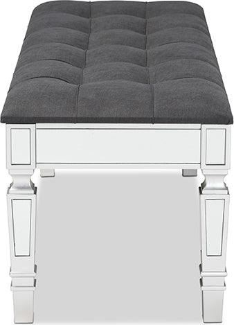 Wholesale Interiors Benches - Hedia Contemporary Glam and Luxe Grey Fabric Upholstered and Silver Finished Wood Accent Bench
