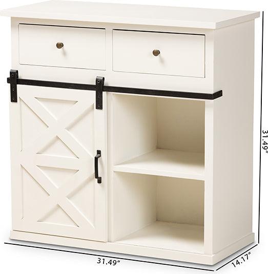 Wholesale Interiors Buffets & Sideboards - Nadia Farmhouse White Finished Wood and Black Metal 2-Door Sideboard Buffet