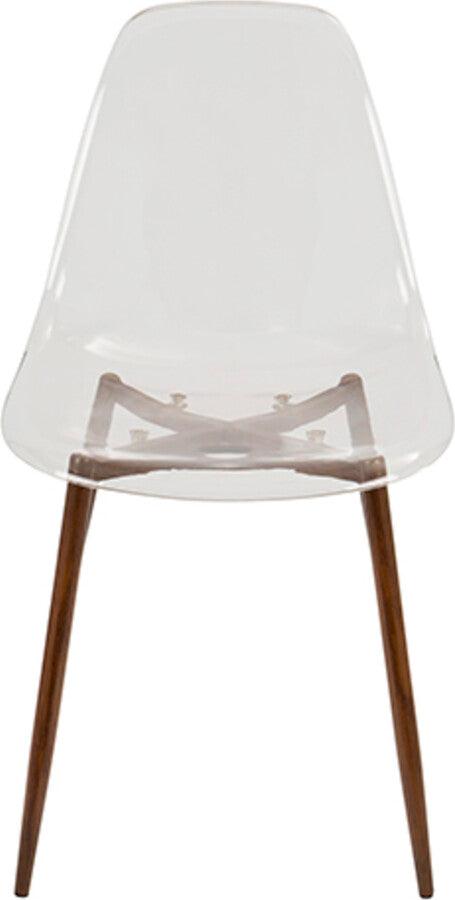 Lumisource Dining Chairs - Clara Mid-Century Modern Dining Chair in Walnut and Clear - Set of 2