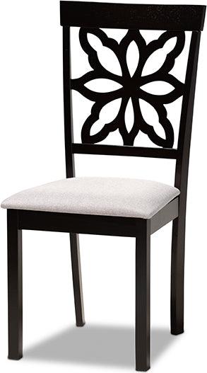 Wholesale Interiors Dining Sets - Dallas Grey Fabric Upholstered and Dark Brown Finished Wood 7-Piece Dining Set