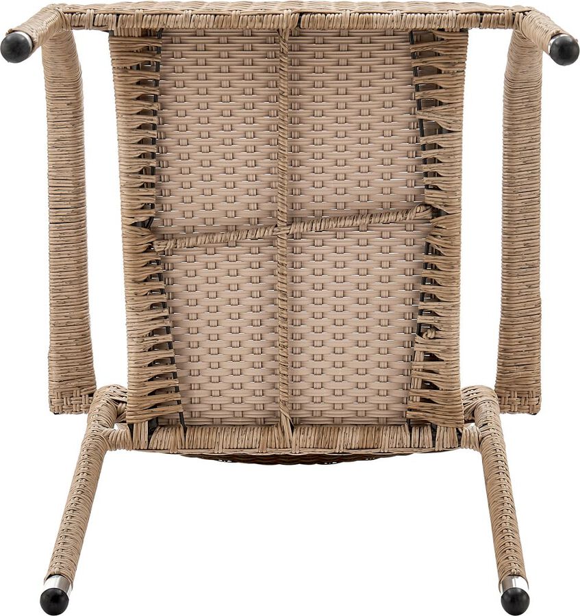 Manhattan Comfort Outdoor Dining Chairs - Genoa Patio Dining Armchair in Nature Tan Weave