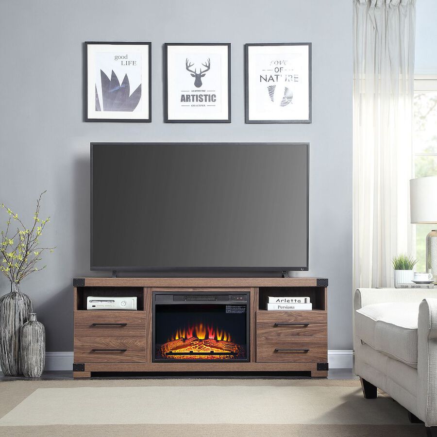 Manhattan Comfort Fireplaces - Richmond Fireplace in Brown