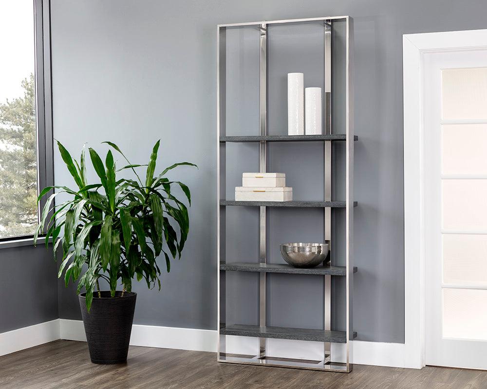SUNPAN Shelves - Dalton Bookcase - Stainless Steel - Grey